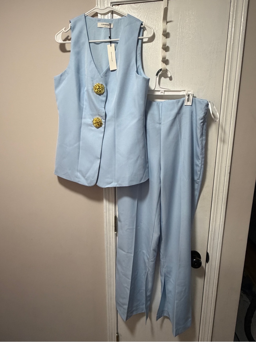 Commense Light Blue Sleeveless Vest & Matching Trousers